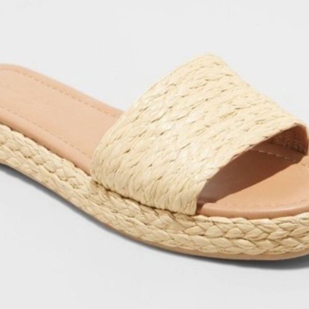 Universal Thread Mardi Raffia Flatform Slide Sandals - Picture 2 of 3